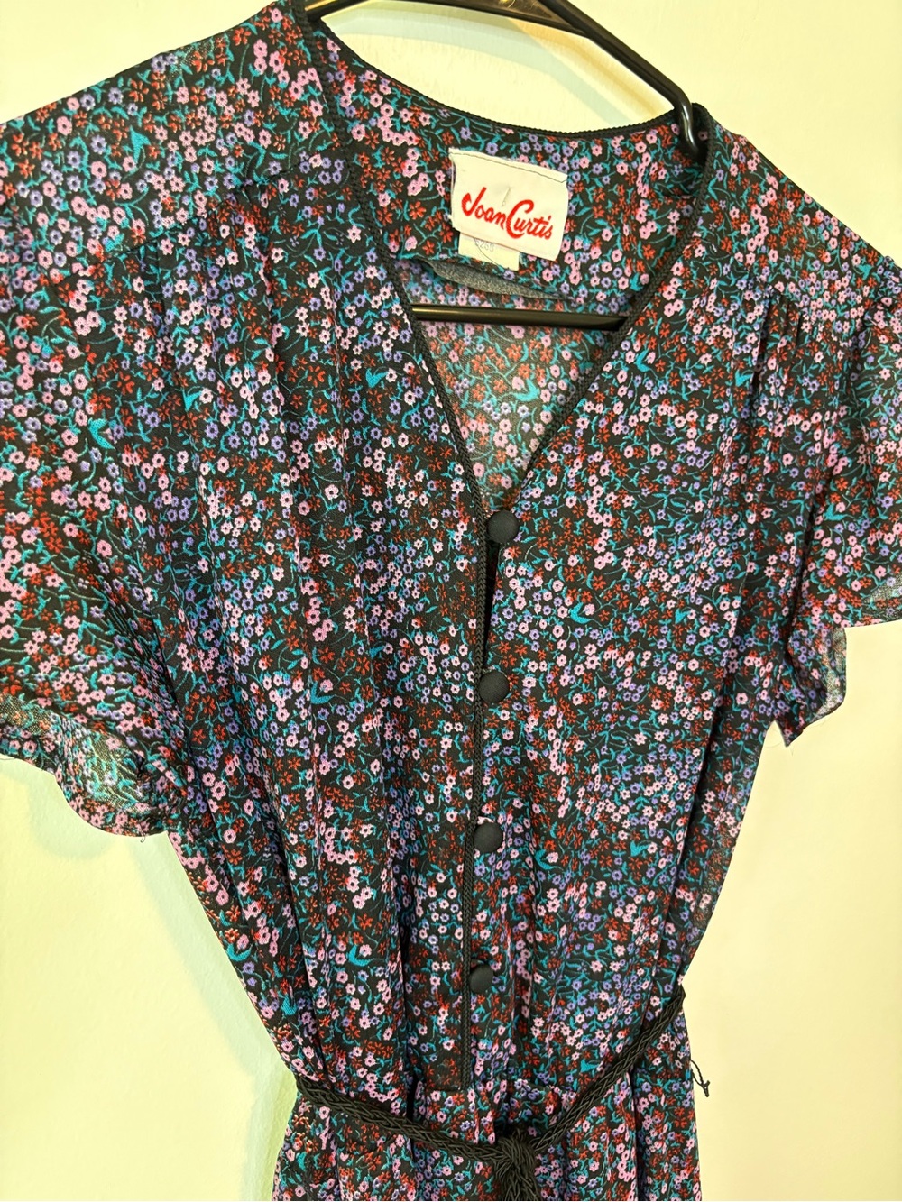 Vintage Floral Button-Front Mesh Sundress